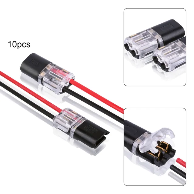 Connecteur enfichable à double fil avec structure de verrouillage,  connecteur de câble de fournitures électriques, borne de fil rapide H, sans  soudure, 10 pièces