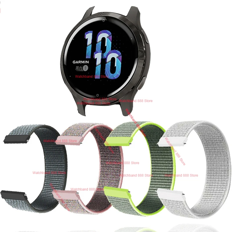 18mm Magnetic Stretchy Nylon Band For Garmin Venu 3s/Venu 2s/Vivoactive 4s - Solo Loop Sport Strap