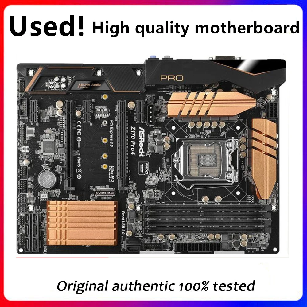 

For ASRock Z170 Pro4 Desktop Motherboard For Intel Z170 DDR4 64G LGA 1151 M.2 NVME SSD PCI-E3.0 Original Desktop Used Mainboard