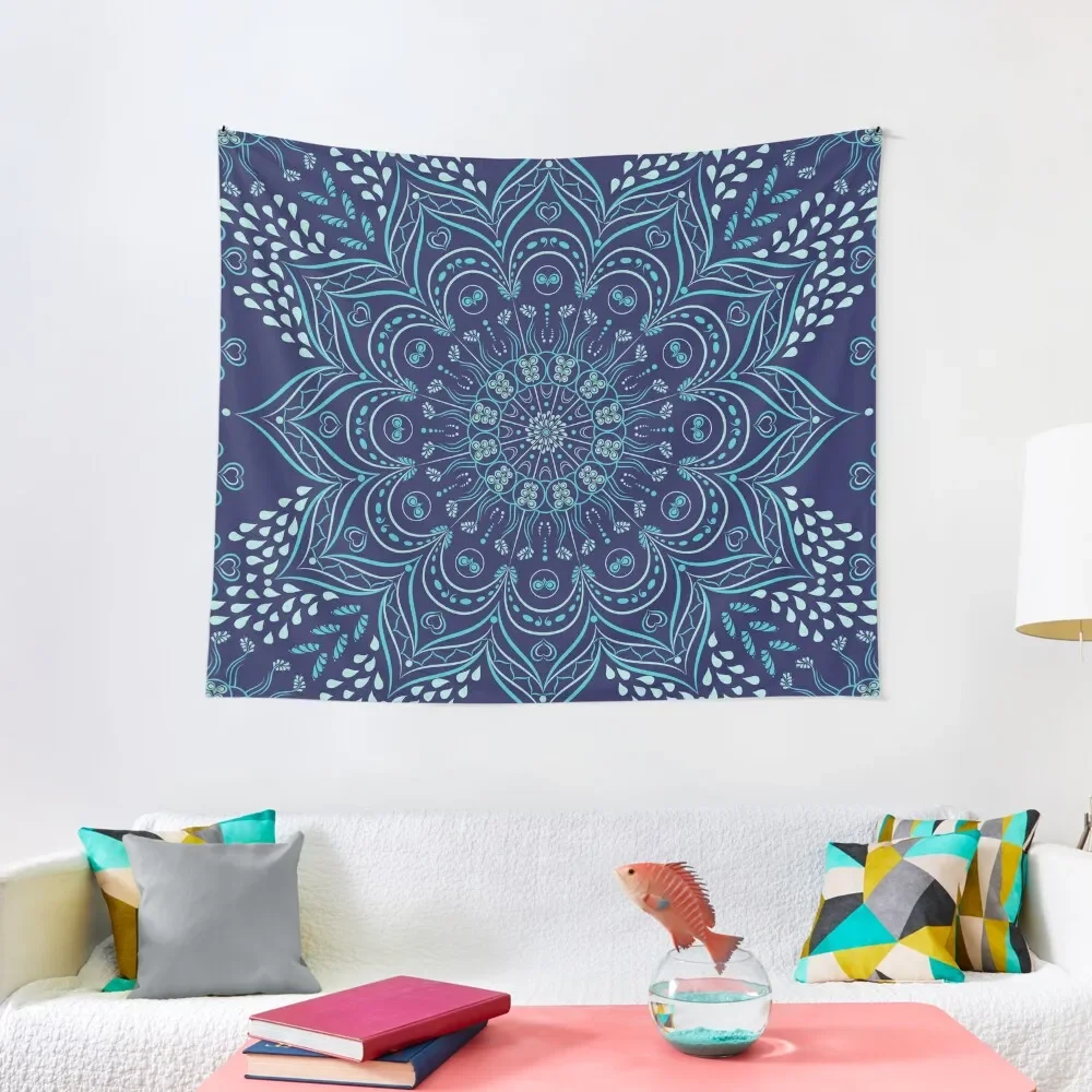 

Navy Blue and Teal Boho Mandala Pattern Tapestry Home Decorators Room Decorations Aesthetic Aesthetic Room Decorations Tapestry