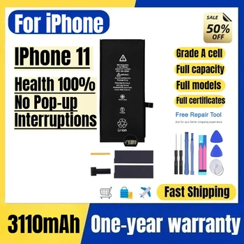 Batteria per iPhone 11, Batterie per Telefoni Cellulari, Salute 100%, Nessun Pop-up o Interruzione, Alta Qualità, Batteria di Ricambio, Cella di Grado A