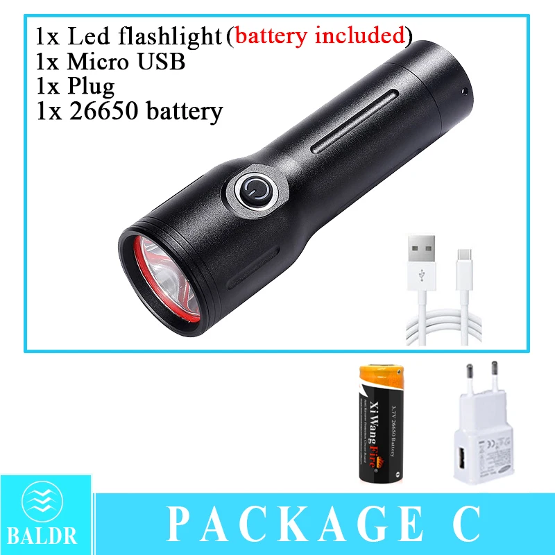 imalent flashlights BALDR New Super Bright T40 LED Flashlight Powerbank 5 Modes USB Rechargeable Flash Light 3 Colors Portable 26650 Torch Lighter hyper tough torch Flashlights