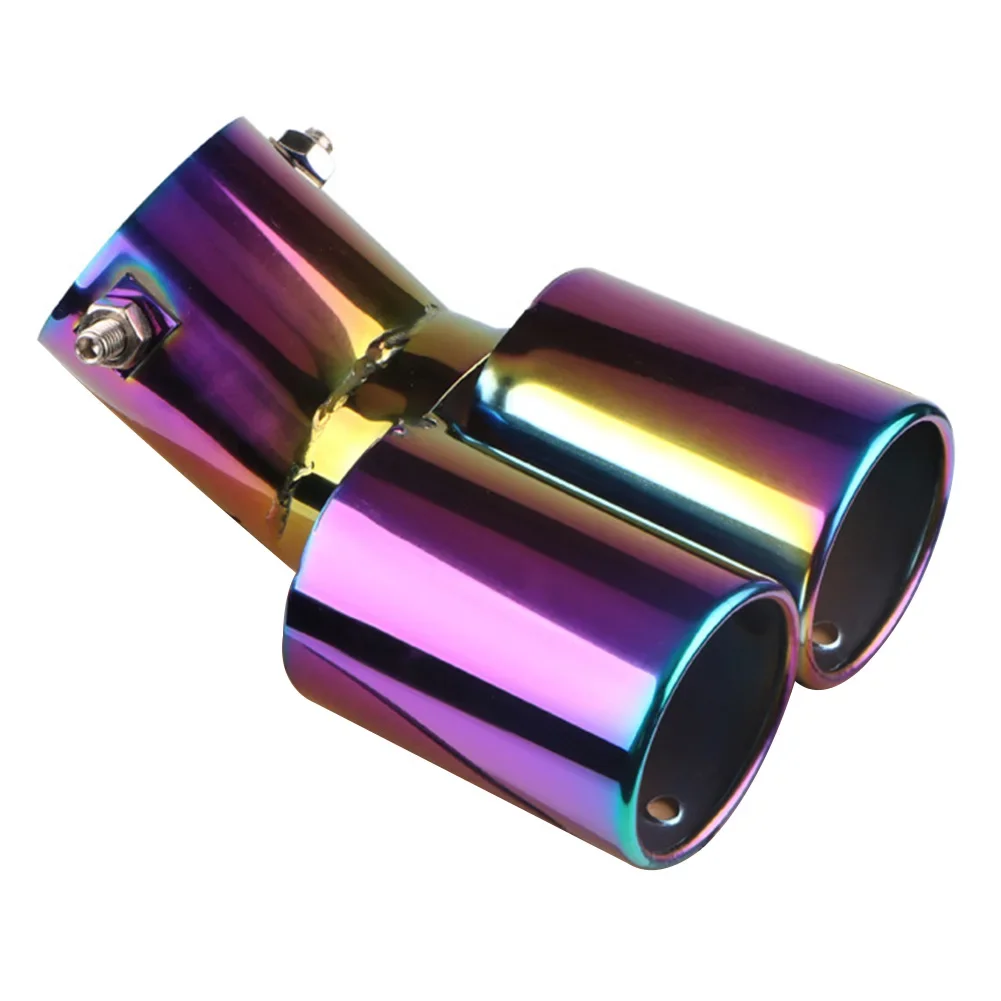 Interface 63mm Single/Dual Outlet Universal Car Exhaust Tip Stainless Steel Auto Muffler Tail Pipe Car Accessories for 1.5L-2.2L exhaust muffler tip exhaust trim pipe