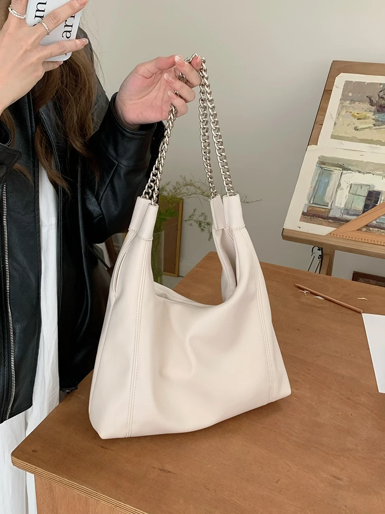 JIAERDI Vintage Black Tote Bag Women 2025 Retro Chain Chic Casual Handbag Purse Ladies Large Capacity Shoulder Bags Bolsos Mujer