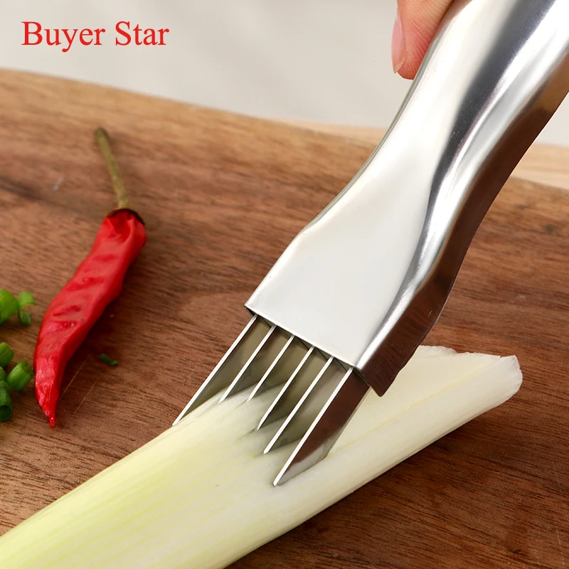 1xStainless Steel Chopped Green Onion Artifact Cutting Vegetable Onion Tomato Knife Kitchen Cutter Cooking Tools Cut Green