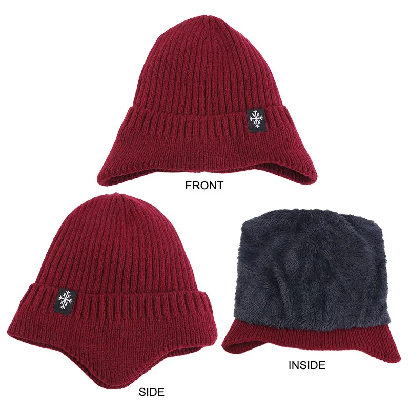 Outdoor Winter Knitted Hat Men Women Plush Warm Ear Cap Earmuff Stylish Soft Casual Ski Hats Cycling Ear Protection Beanies Winter Hat Knitted Hat Fashion Hat