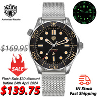 Watchdives WD007 Automatic Diver Watch NH35 Movement C3 Super Luminous 007 NTTD Style Watches Domed Sapphire Crystal Wristwatch