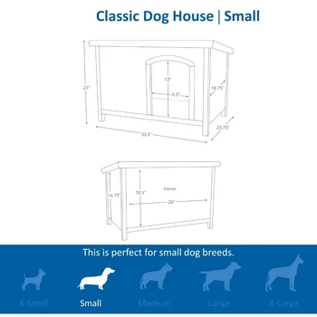 Small Classic Outdoor Dog House Weatherproof Finish Elevated Floor Puppy Kennel for Indoor Dogs Pet Supplies Products Home 4