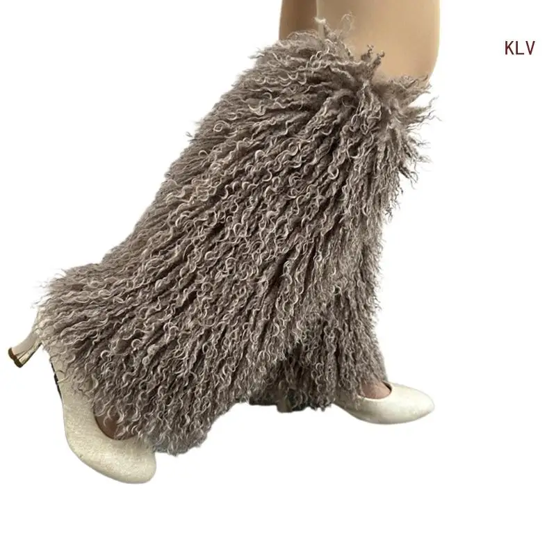 Scaldamuscoli In Finta Pelliccia Morbida Per Donna, Lunghi 40 Cm, Elasticizzati, Per Stivali E Look Invernali (neri, Leopardati, Arcobaleno) - 2