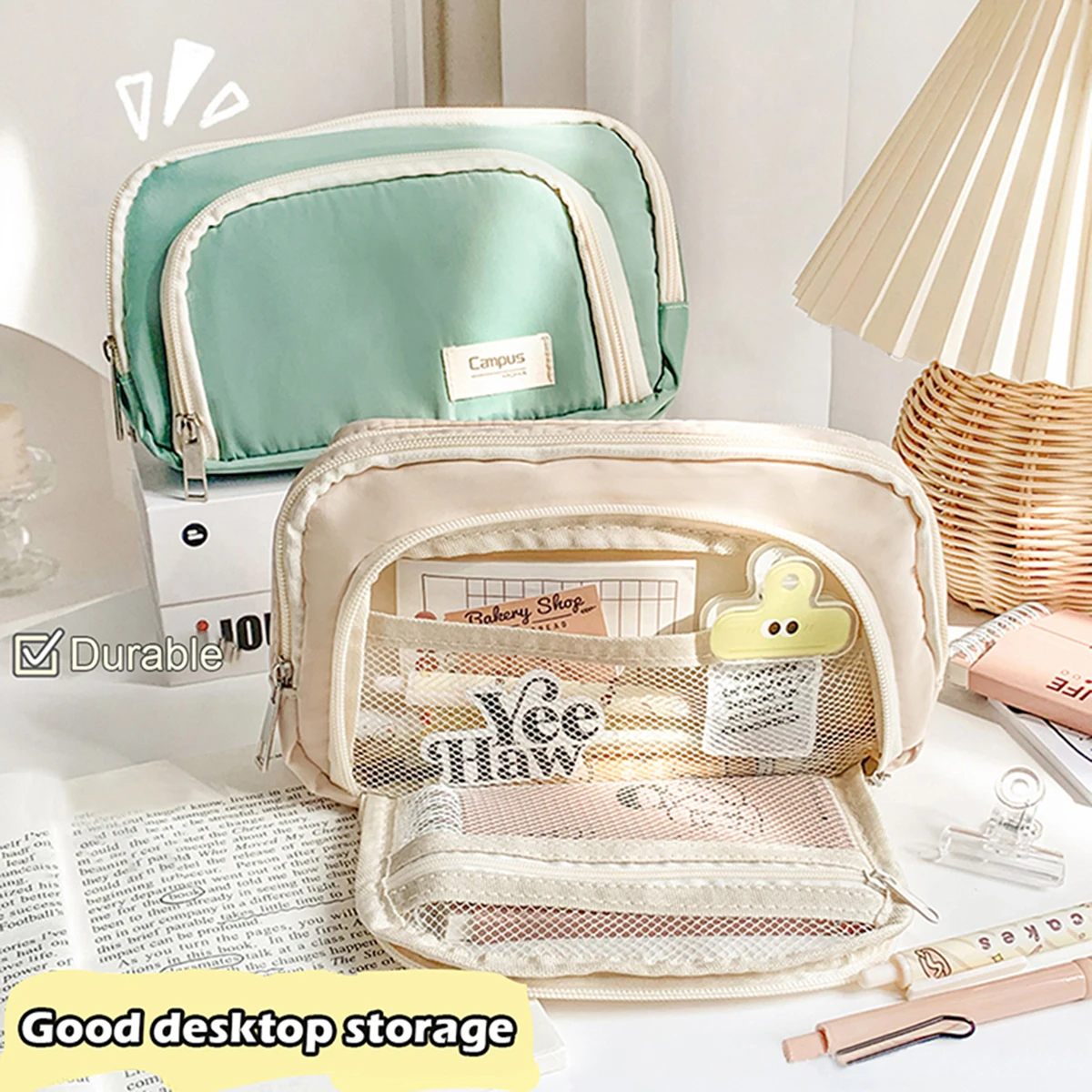 Astuccio Grande Capacità Kawaii, Borsa Portapenne Carina, Organizer Multifunzionale per Cancelleria, Astuccio per il Ritorno a Scuola, Regalo per Studenti - immagine 3