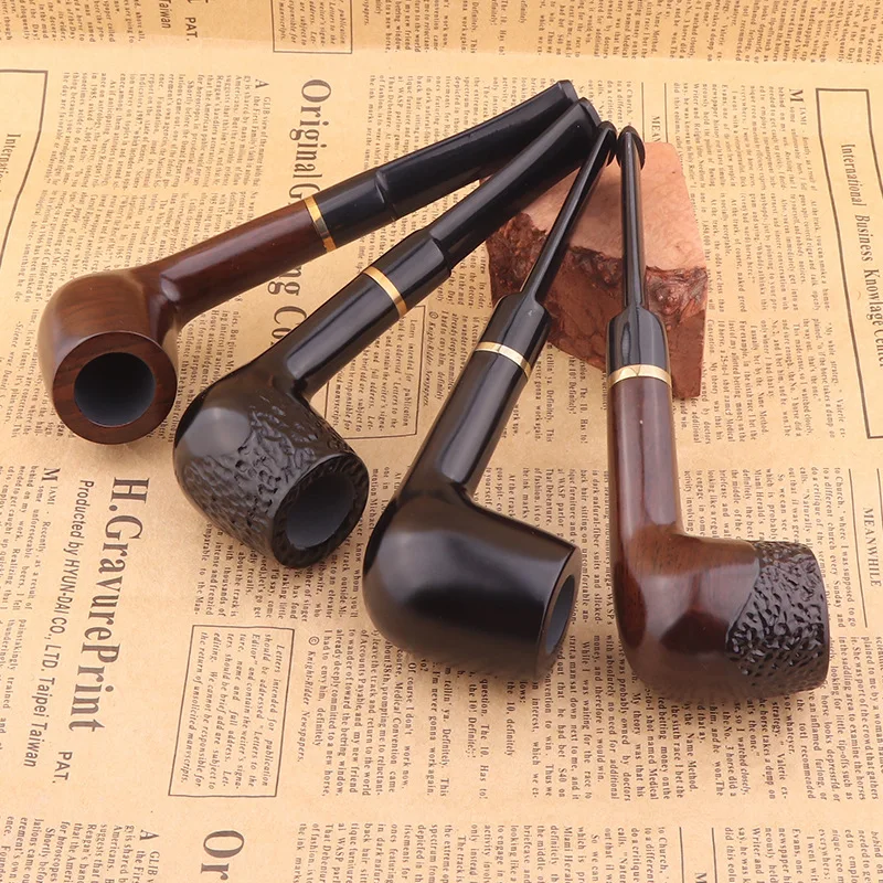 Sigato™ Wooden Pocket Tobacco Smoking Pipe Hand pipe With 5 Free Screens Wooden Handle Pipe R 