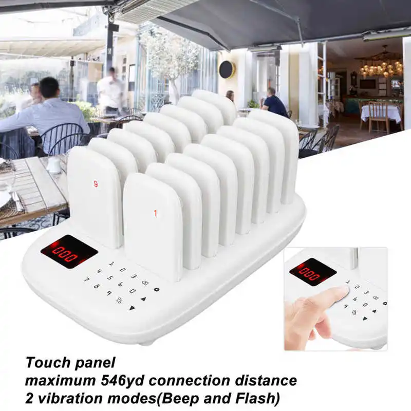 HL-668 Restaurant Pager Wireless Calling System 16 Pagers for Restaurant Coffee Shop Queuing System wireless calling system
