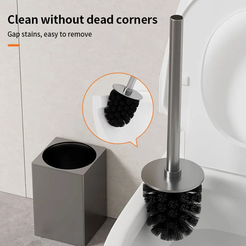 Luxury Toilet Brush Metal Shell Wall-Mounted Toilet Brush Holder No Dead Angle Home Cleaning Tools Bathroom Accessories