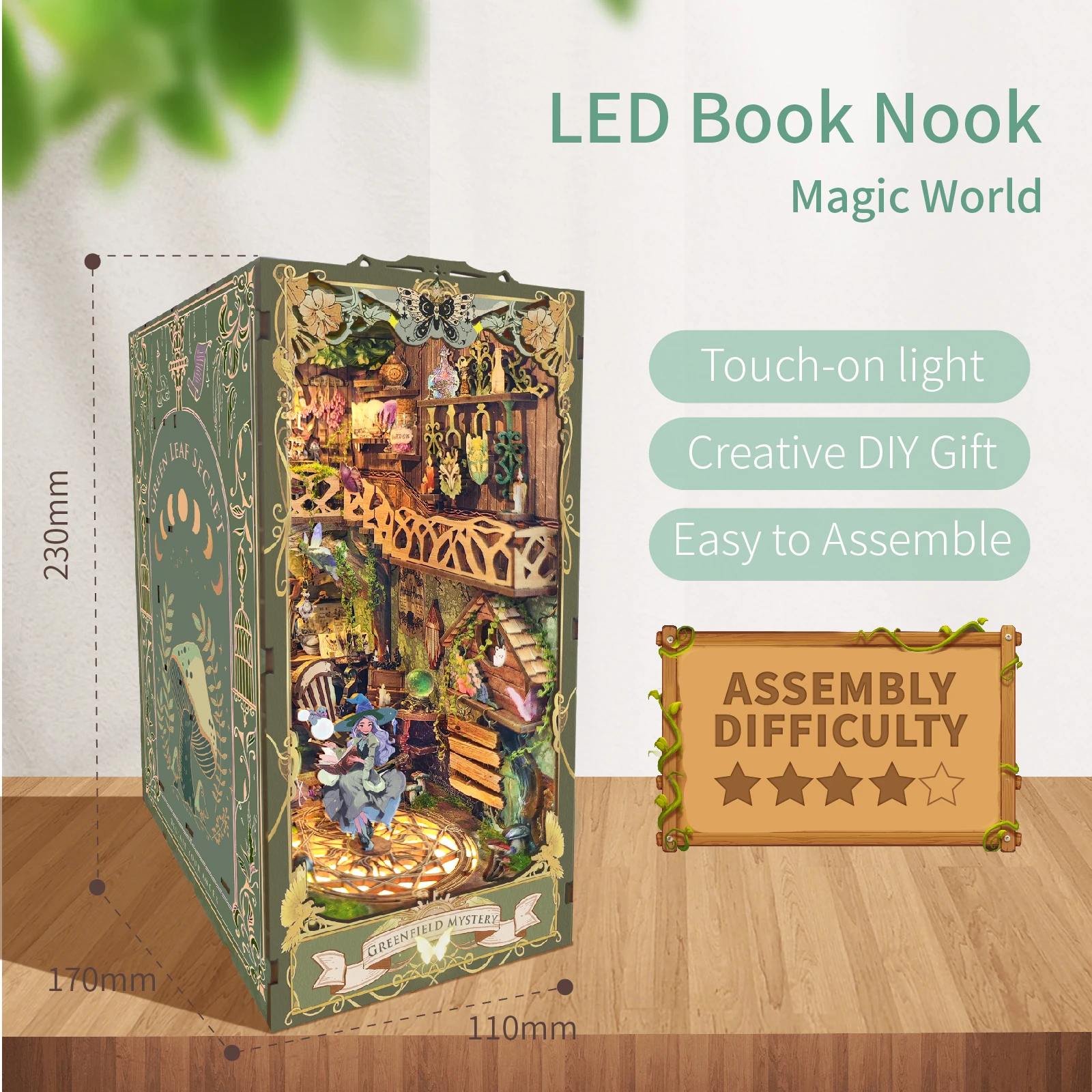 New Diy Wooden Book Nook Shelf Insert Kit Miniature Building Kits Magic  House Bookshelf With Light Bookends Friends Adults Gifts - AliExpress