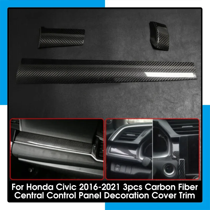 

3 шт., декоративная панель управления из углеродного волокна для Honda Civic 2016-2021