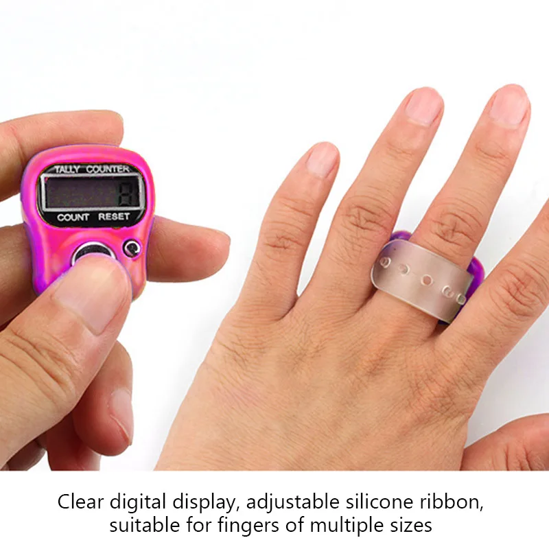 1PC Mini Household Electronic Counter Hand Tally Clicker Counter Ring Digital Counters Stroke Contador for Pray Soccer Exercise