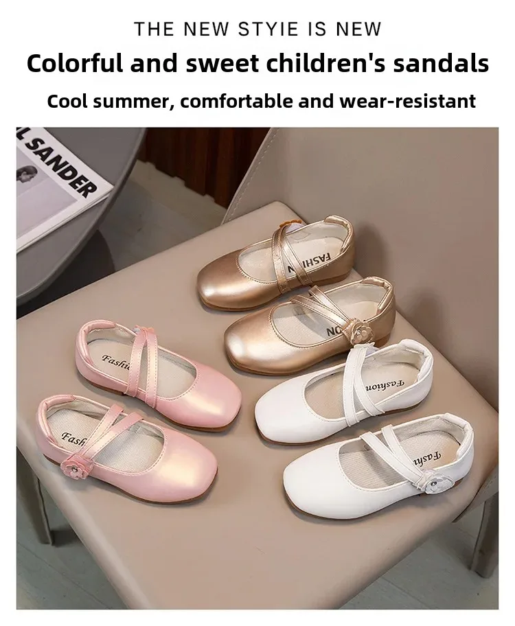 Chaussures à enfiler en cuir Flower Prince pour enfants