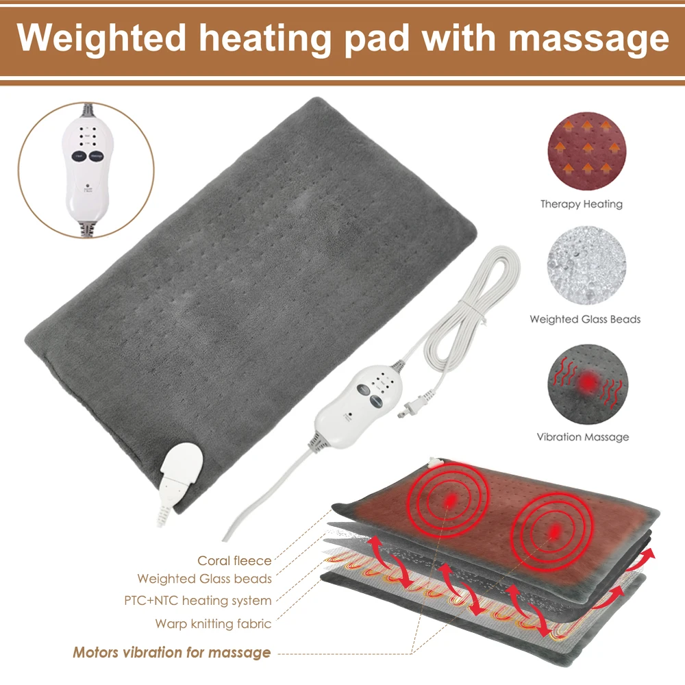 Xl Large Size 12x24 Us Plug 110v Electric Heating Pad For Back Pain Relief  Body Moist Dry Heat Therapy Weighted Massage Pads - Electric Heaters -  AliExpress