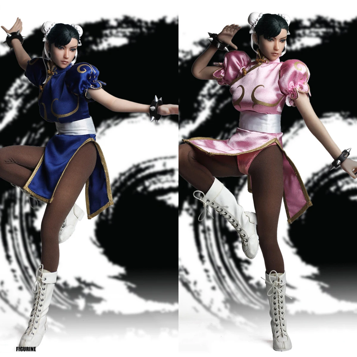 Super Duck Set014 1/6 Street Fighter Chun Li Manica A Sbuffo Abbigliamento Da Combattimento Effetto Piede Accessorio Costume Fit 12 ''Action Figure Bo