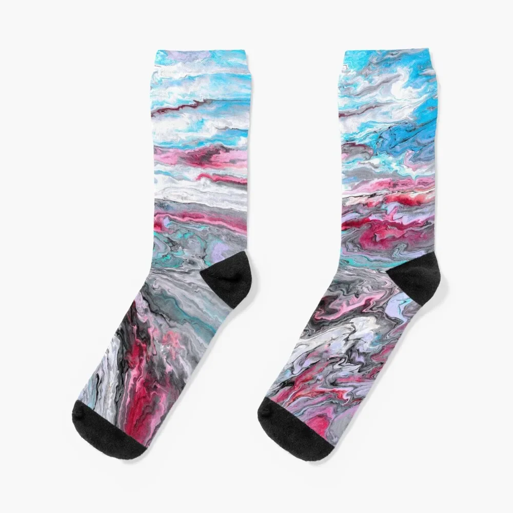 

Shorescape - Acrylic Pour Socks Novelties happy socks men funny sock basket ball