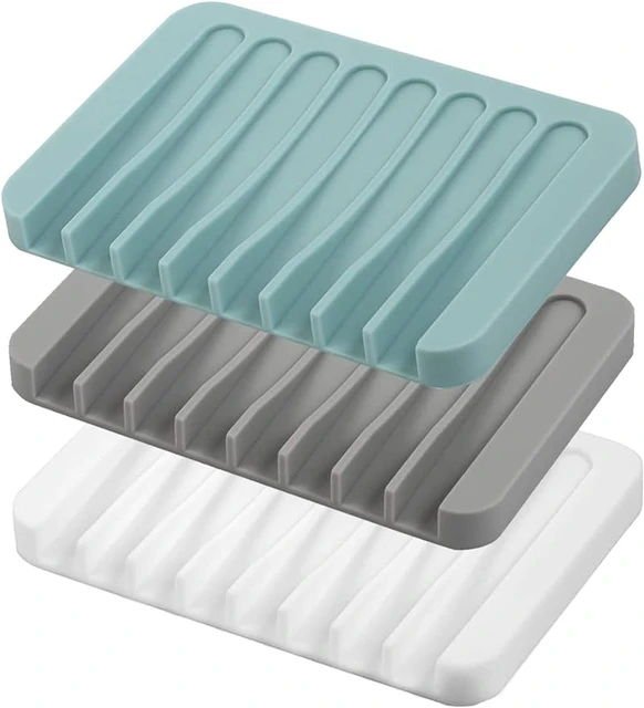 Self Draining Silicone Soap Dish White