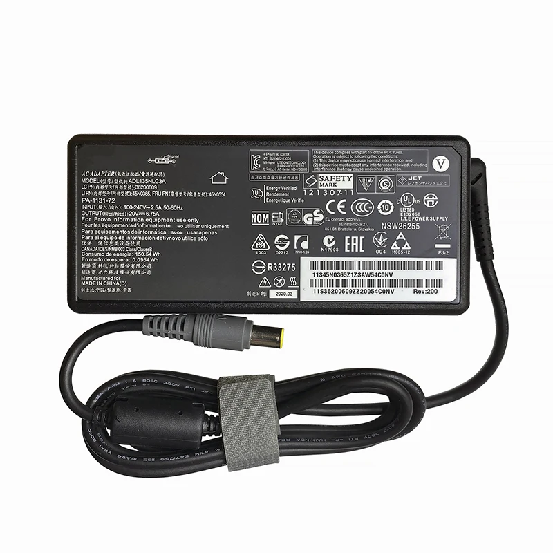 레노버 씽크패드 T430s T510 T530 T520 T520i W510 W520 W530 2P 45N005 노트북용 20V 6.75A 135W 7.9x5.5mm AC 어댑터 전원 충전기