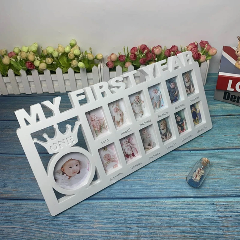 

0-12 Months Pictures Milestone Photo Frame Souvenirs First Year Newborn Baby Collage Keepsake Picture Frame Growing Gift