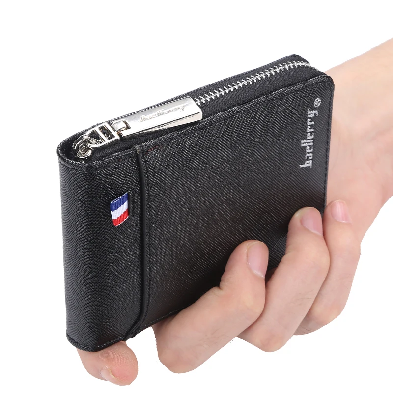 

2023 Men's Wallet New Fashion Zipper Small Short Credit Card Holder For Men Retro Mini Men's Wallet With Coin Pocket