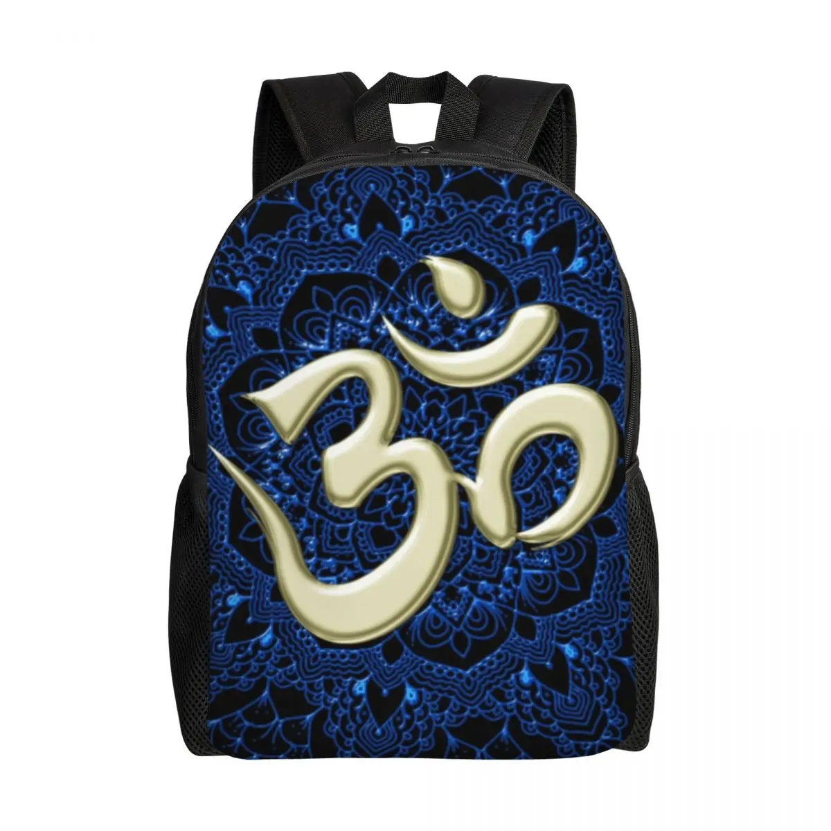 

Personalized OM With Blue Mandala Backpacks Women Men Casual Bookbag for College School Bags