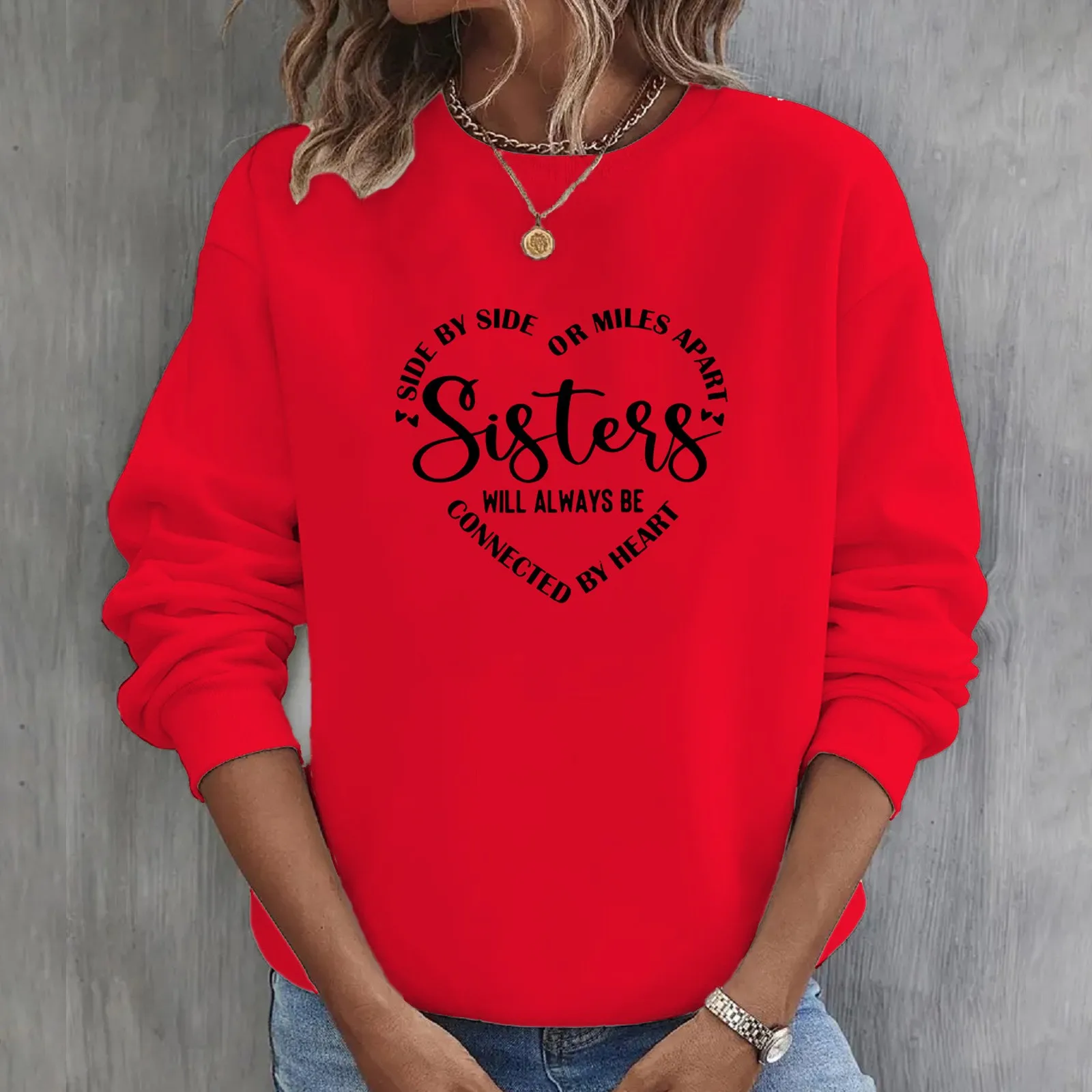 

Women Casual Sweatshirt Crew Neck Long Sleeved Printing Solid Sweatshirt Casual Temperament Daily All Match Pullover Top Hoodie