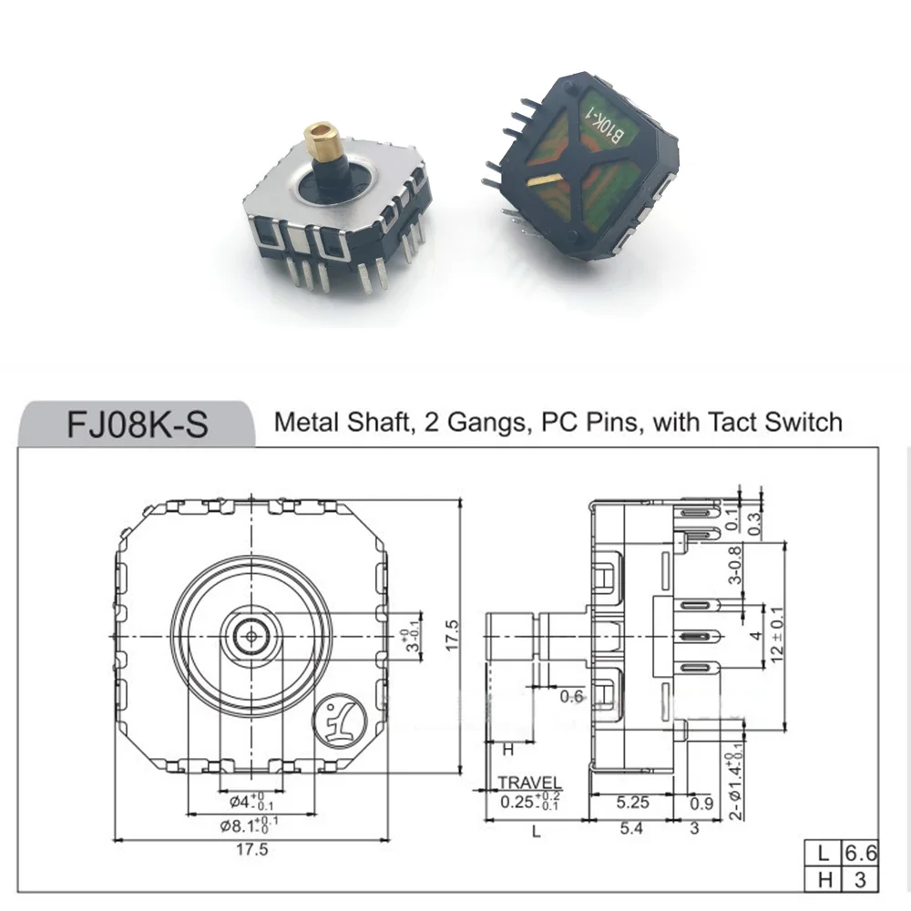 FJ08K-S 다기능 로커 조이스틱 전위차계 B10K 스위치, PSP 휴대용 게임 콘솔용 4 방향 스위치, 2 개