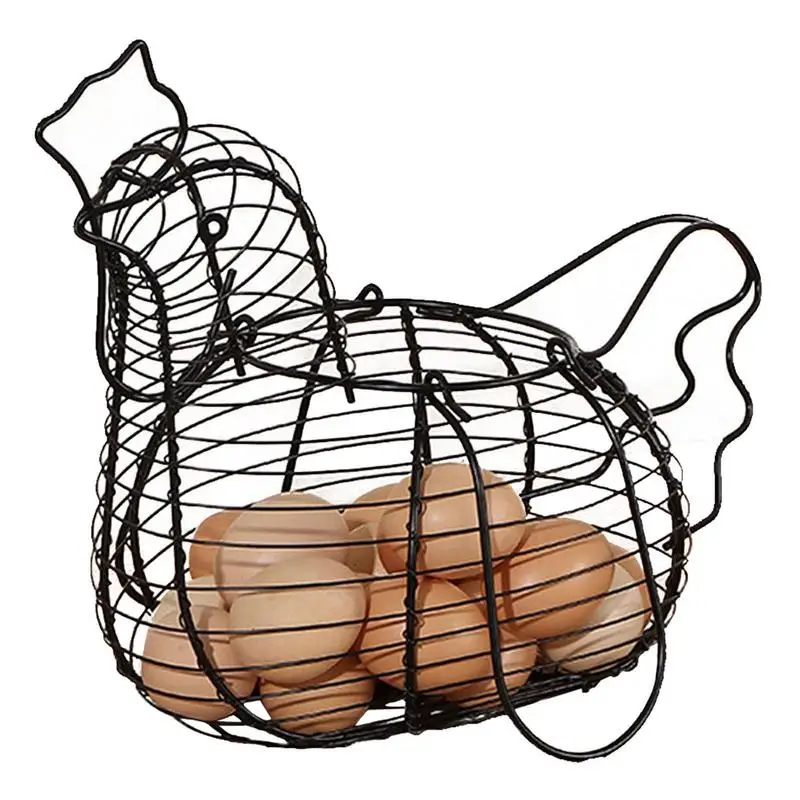 EggCollectingBasketChickenShapedWireEggBasketLargeCapacity