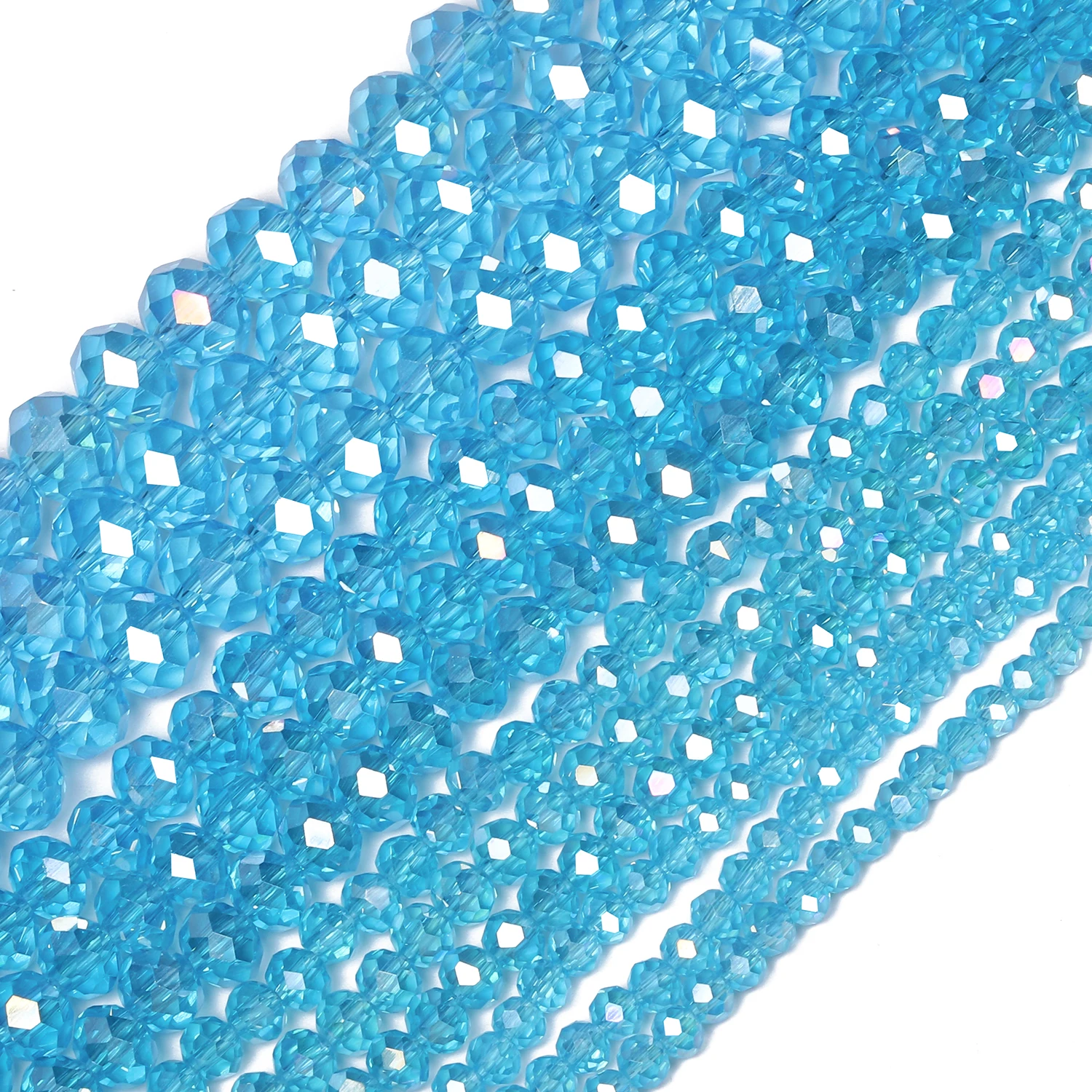 Austrian Lake Blue Crystal Faceted Spacer Beads
