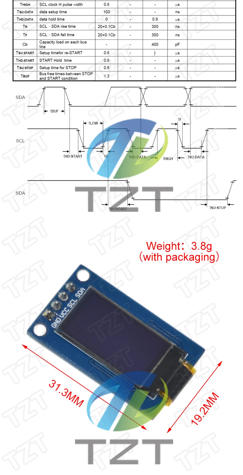 1/3PCS 0,78 Zoll OLED-Display LCD-Bildschirmmodul 0,78 Zoll weiße Farbe Auflösung 128*80 SPI-Schnittstelle SH1107-Treiber 128X80 – Detail 3