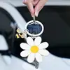 Cute White Daisy Keychain Enamel Crystal Bee Metal Keychains Pendant Purse Bag Decoration Women Girls Flower Charm Accessories 4