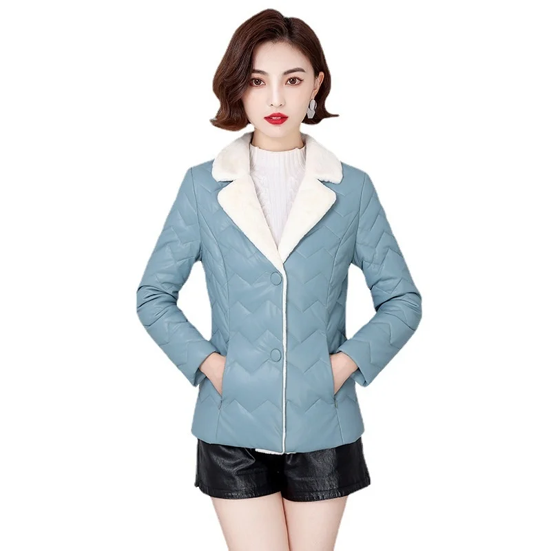 

2023 Winter Genuine Leather Jacket Women Real Lapel Down Coats Short Sheepskin Coat 5XL Female Slim New Outerwear Parkas