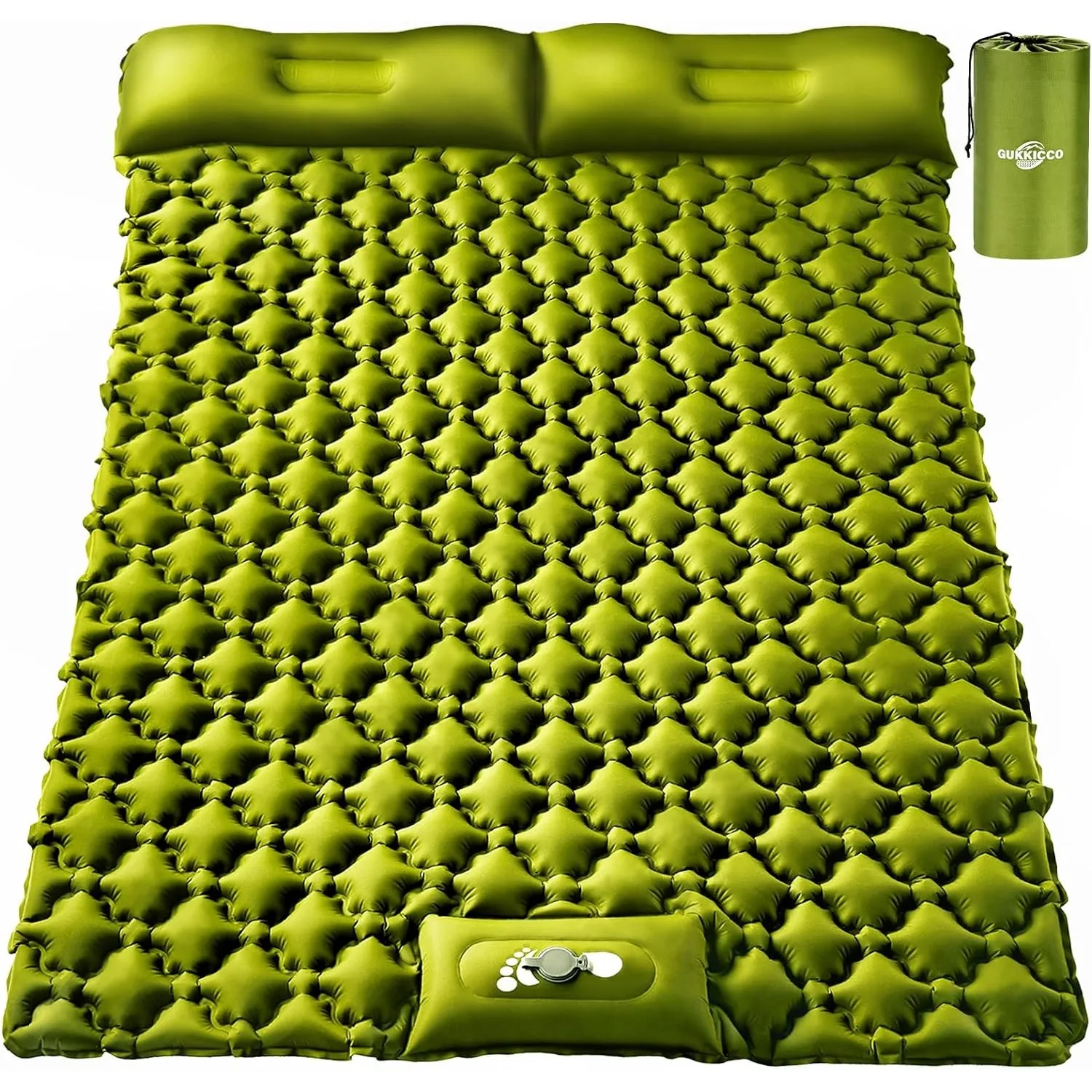 

Camping Sleeping Pad, Ultralight Self Inflating Camping Pad 2 Person with Pillow Built-in Foot Pump for Camping Carry Bag