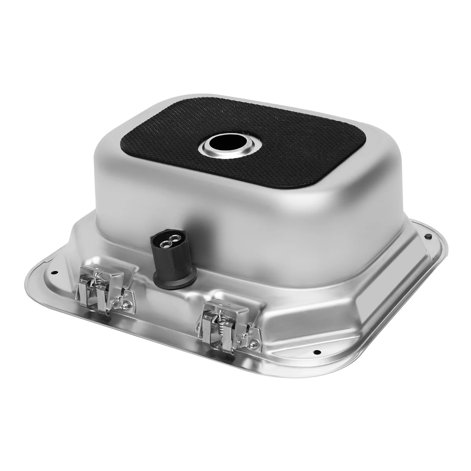 RV Sink 41x36.5cm/16.14x14.37inch Stainless Steel Sink with Hot and Cold Water Faucet Foldable Pipes with Lid