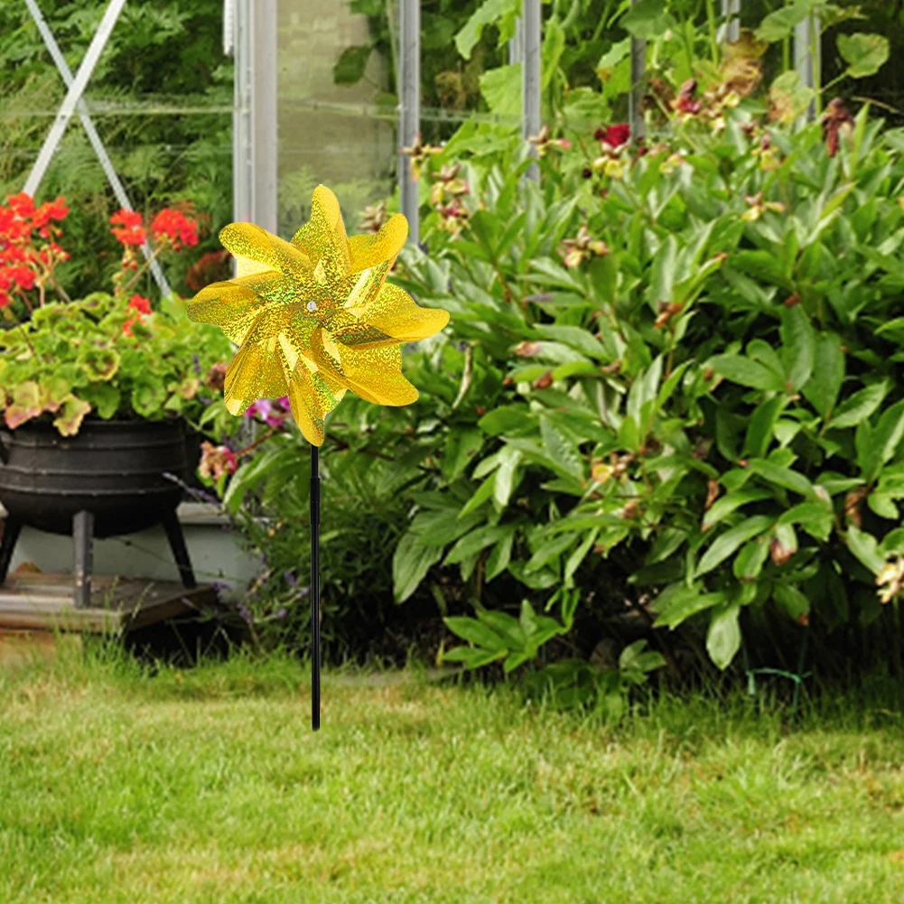 2/10pcs Bird-Scaring Wind Spinner Practical 8 Leaves DIY Birds Deterrent Windmill Creative Outdoor Garden Lawn Yard Decoration