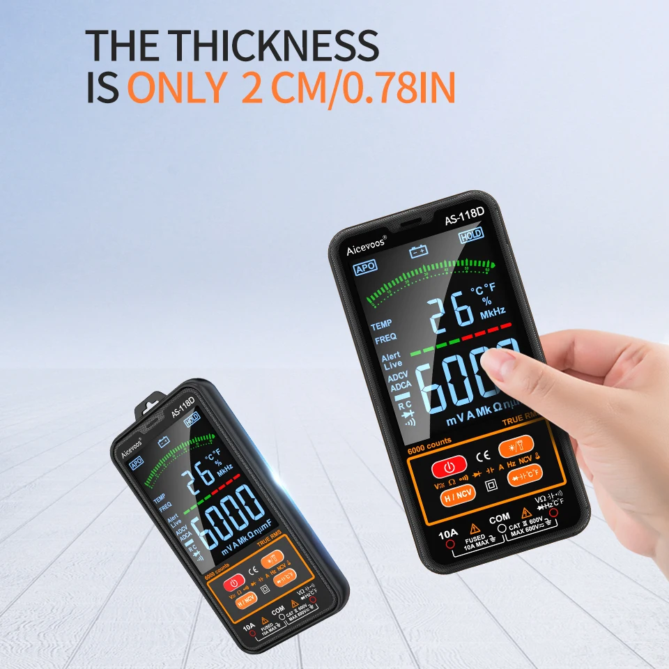 Smart Digital Multimeter TRMS Auto Range DC AC Voltage Tester Ohm Meter Capacitor Electrical Professional Multimetro Transistor 5
