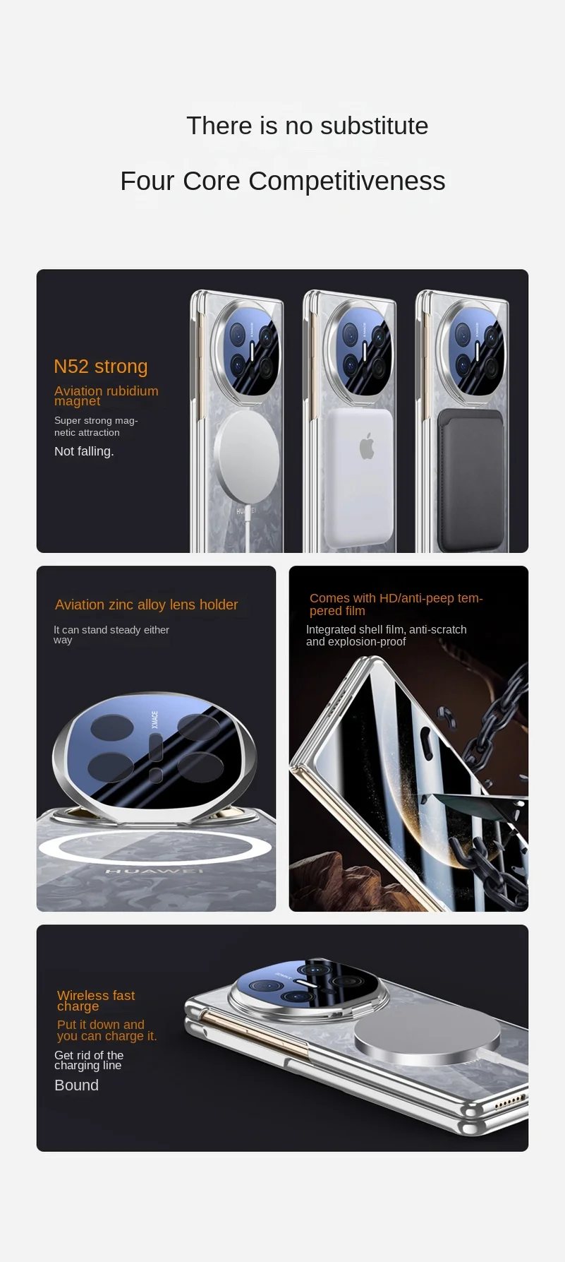Magnetic Metal Lens Holder Privacy Tempered Glass Protective Case - Fully Wrapped Cover