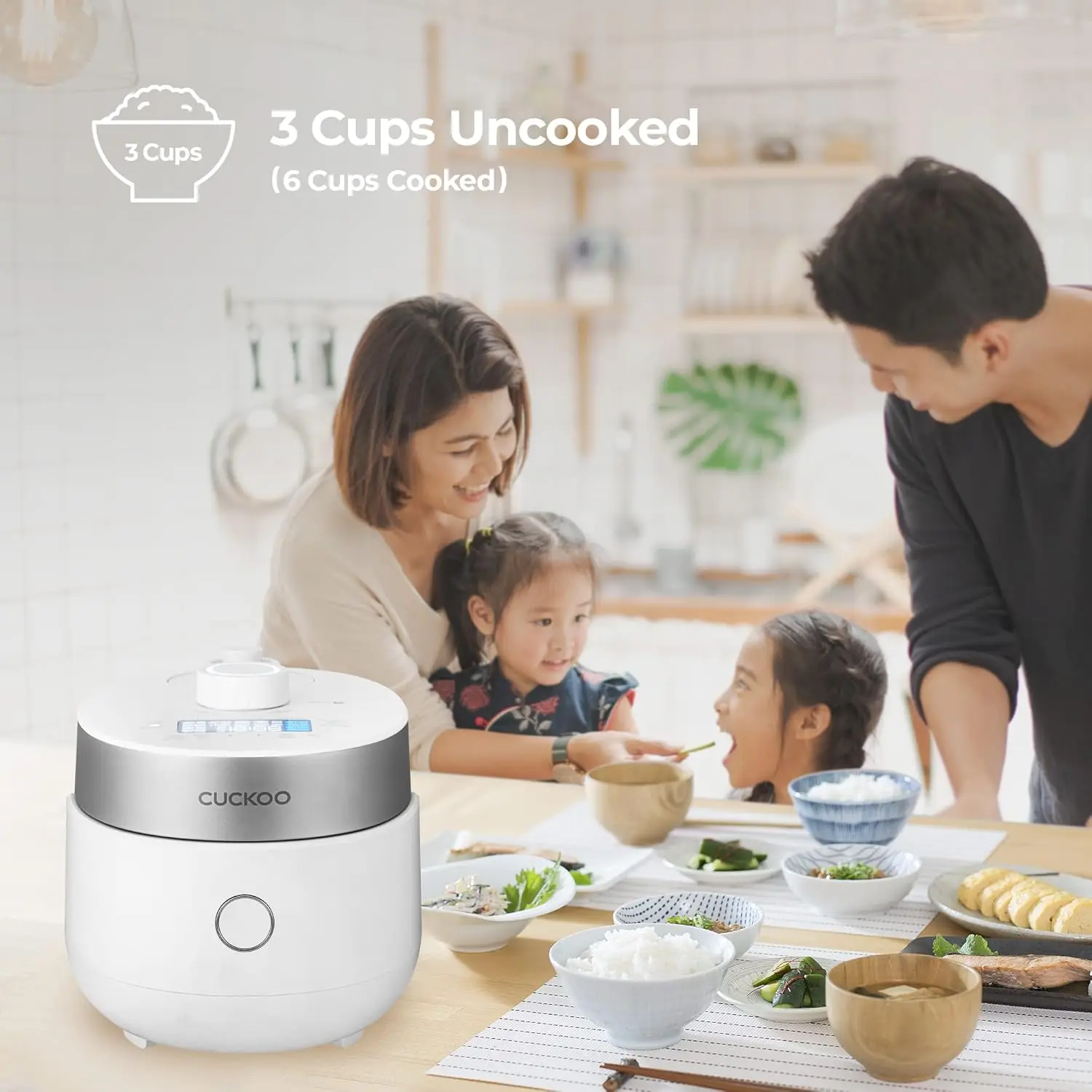 3-Cup (Uncooked) / 6-Cup (Cooked) Induction Heating Twin Pressure Rice Cooker & Warmer