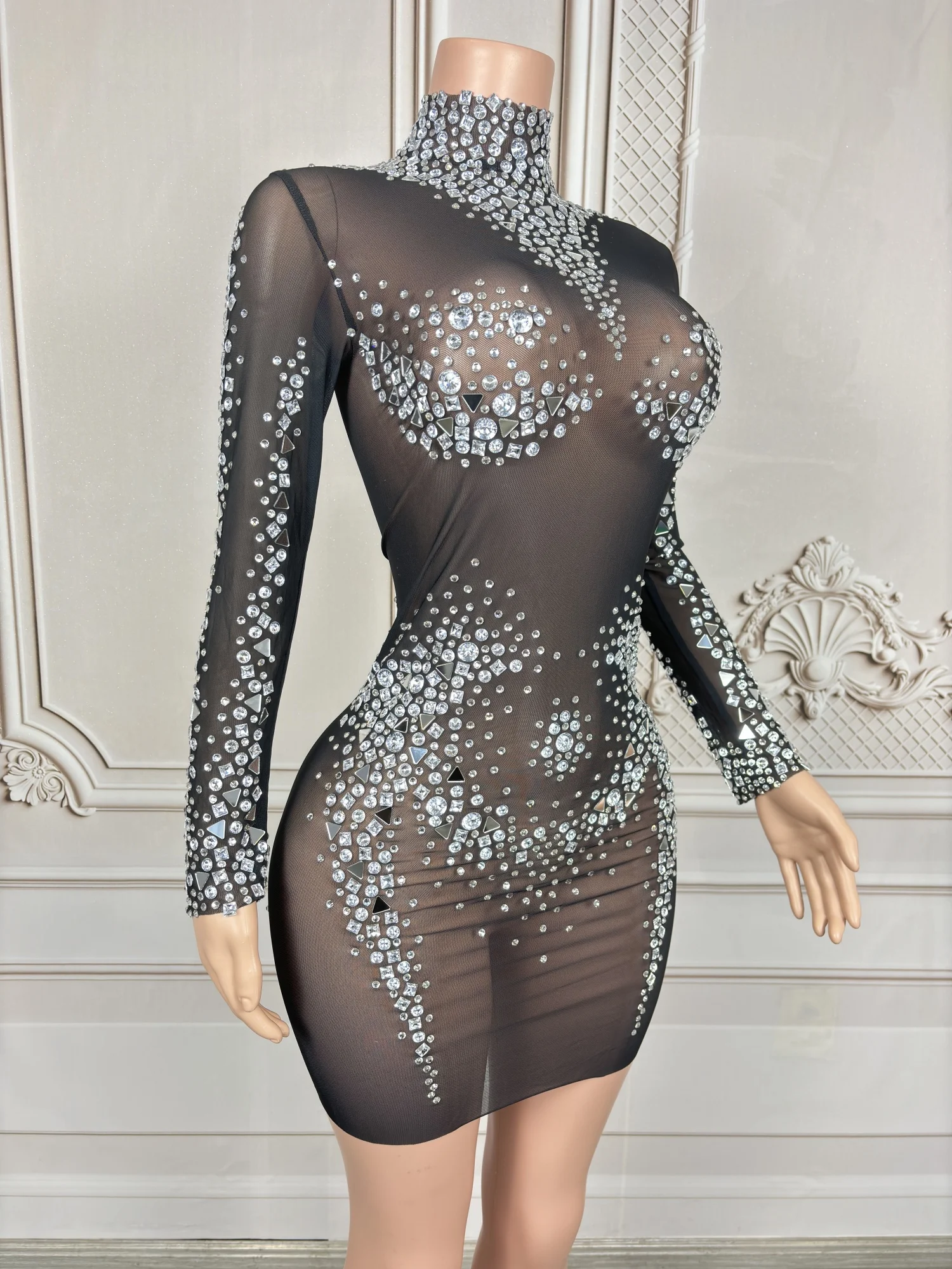 white christmas dresses Lucia Sheer Sleeve Ruched Mini Dress