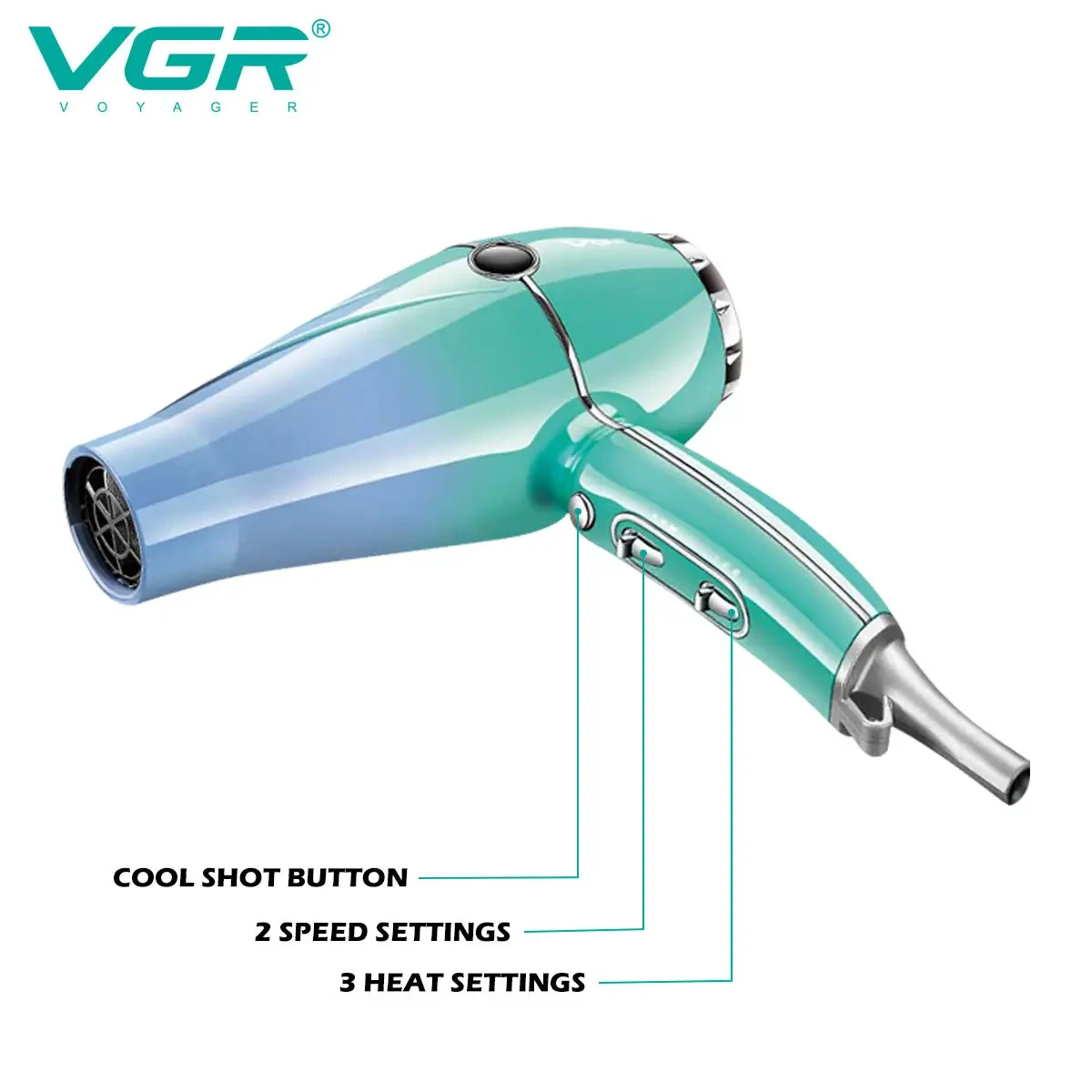 VGRV-452 professional hair care hair dryer 2000-2400W super strong wind power dormitory home negative ion hair care styling wind - Image 6