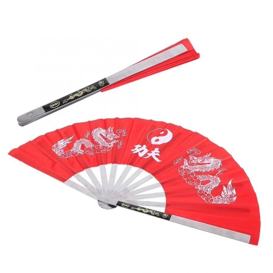 Wushu Stainless Steel Tai Chi Kung Fu Fan for Martial Arts Practice and Performance Gym Dance