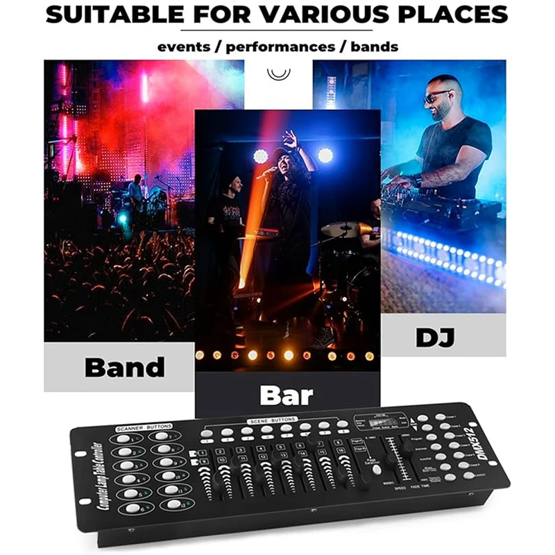 Yiflamefly AC 100-240V Black Grand Console DMX and MIDI Operator 192 Channel Light Controller for Live Concerts KTV DJs Clubs 5