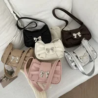 Trendy Bow Shoulder Bag Handbag Casual Underarm Bag Daily Commuting Bags PU Leather Lady Banquet Bag Business Women's Bags 1