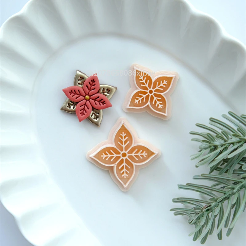 Polymer Clay Cutter Christmas Poinsettia Crutch Bows Embossing Polymer Clay Cutters DIY Earring Jewelry Pendant