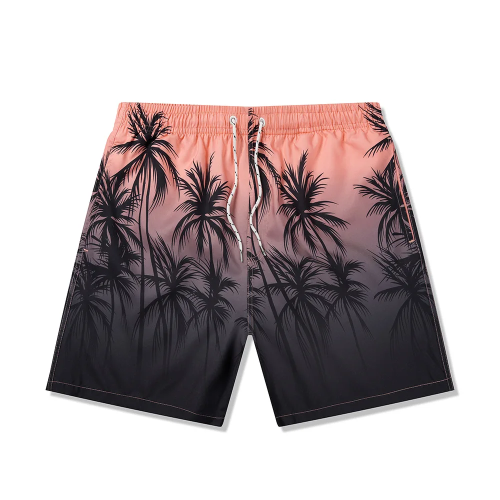 Men Swim Trunks Fashion Tropical Print Drawstring Board Shorts Swimsuit Beach Summer Swimwear Quick Dry Bathing Suits Trunks