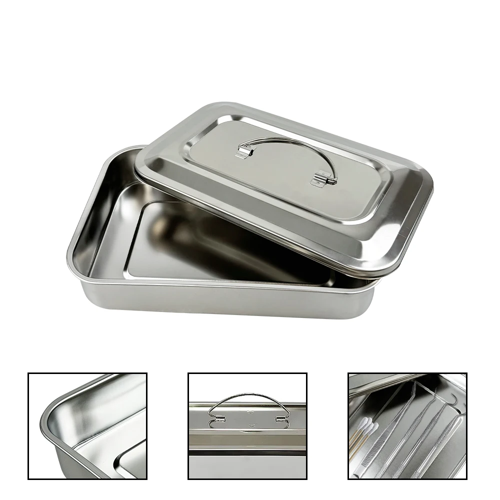 Dental Instruments Tray With Lid Stainless Steel Surgical Medical Disinfection Box Rectangular Plate Sterilization Container New Sb61f5528b3e242aaa2e389f638eebde11